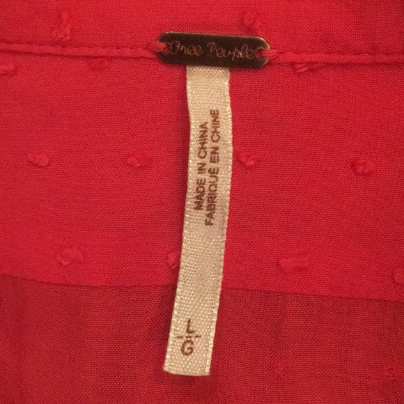 Free People coral red buttondown blouse in large. - Picture 8 of 8